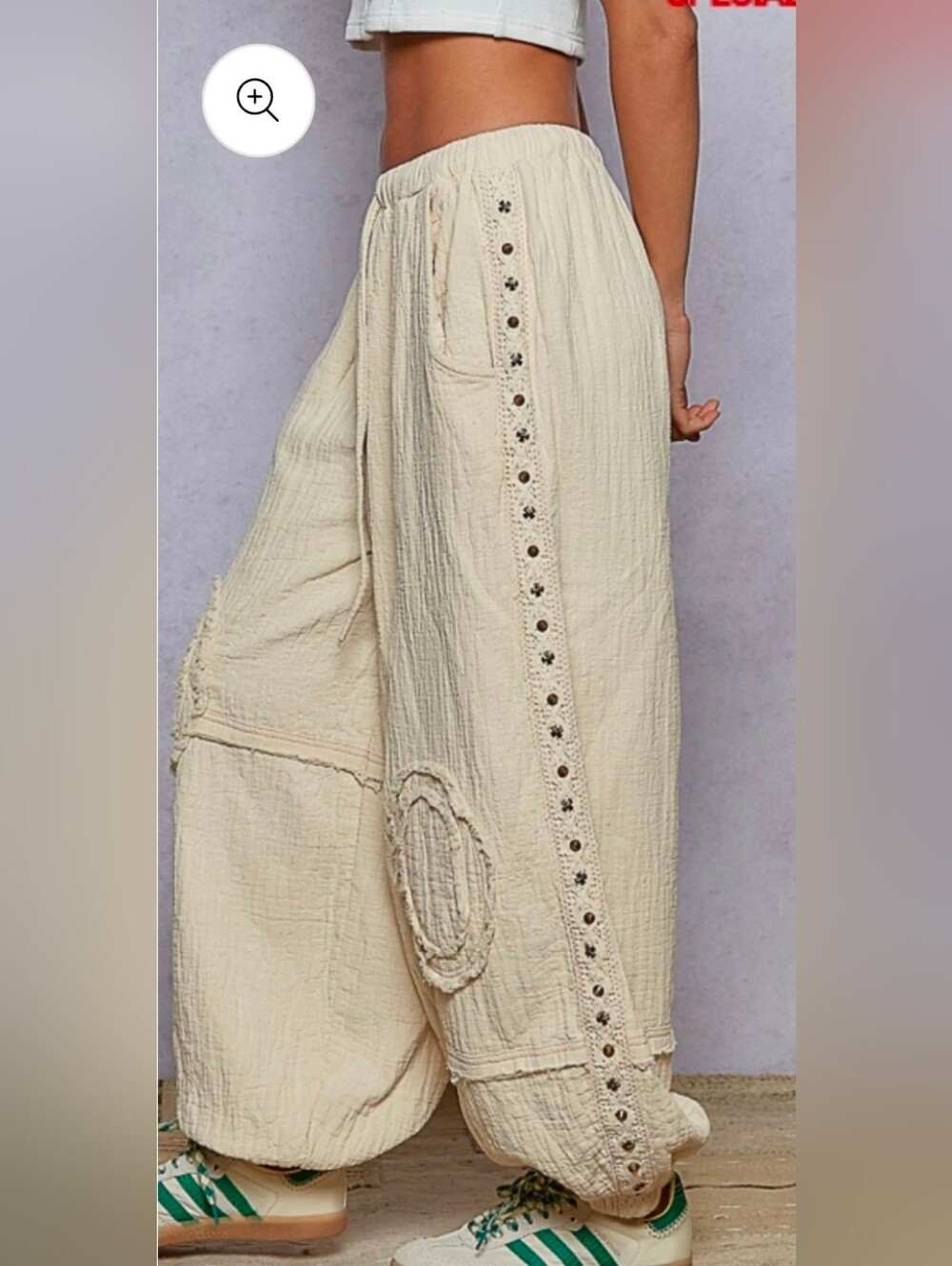 NEW!! 2 PC Set POL Studded Cream Boho Textured Two-Piece Set, Sz Large, NWT - Picture 6 of 8